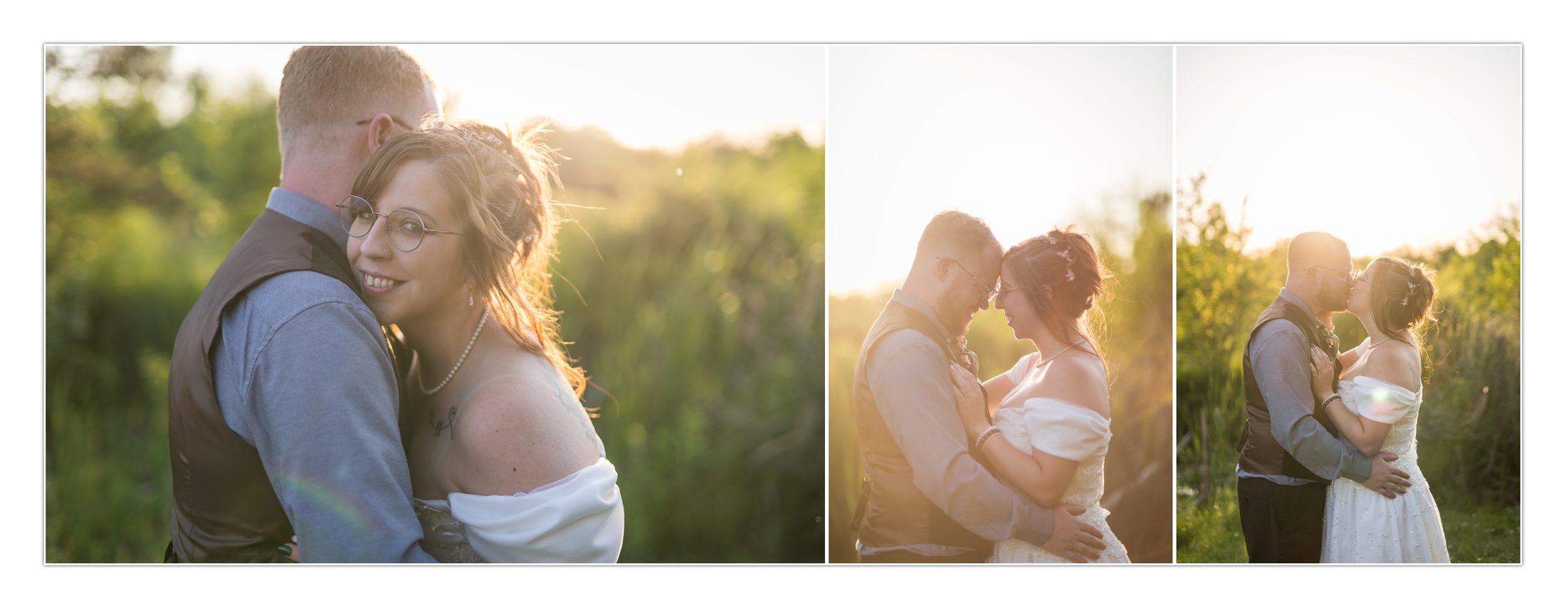 Warm sunset portraits of the couple