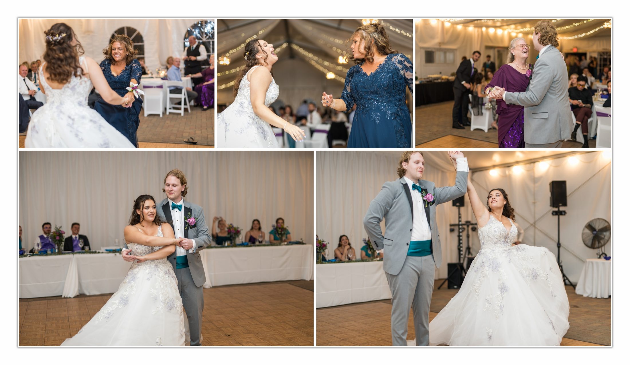 Maria and Cam celebrating at their reception