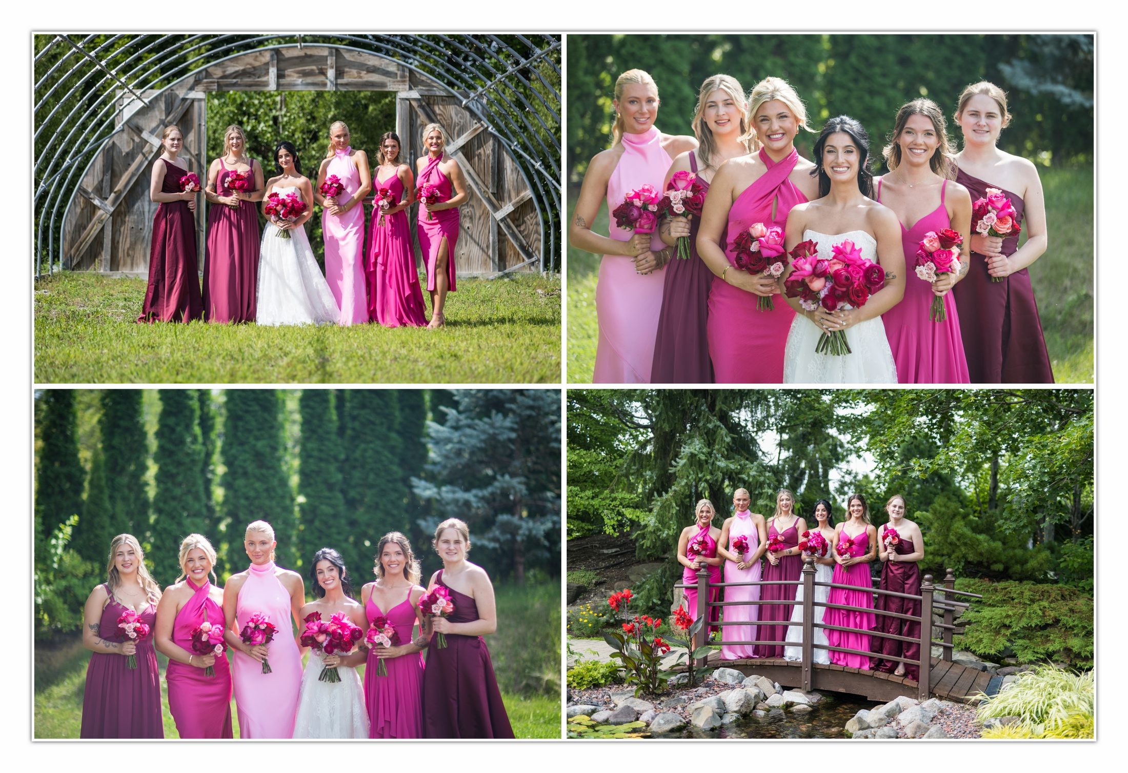 Garden wedding party portraits