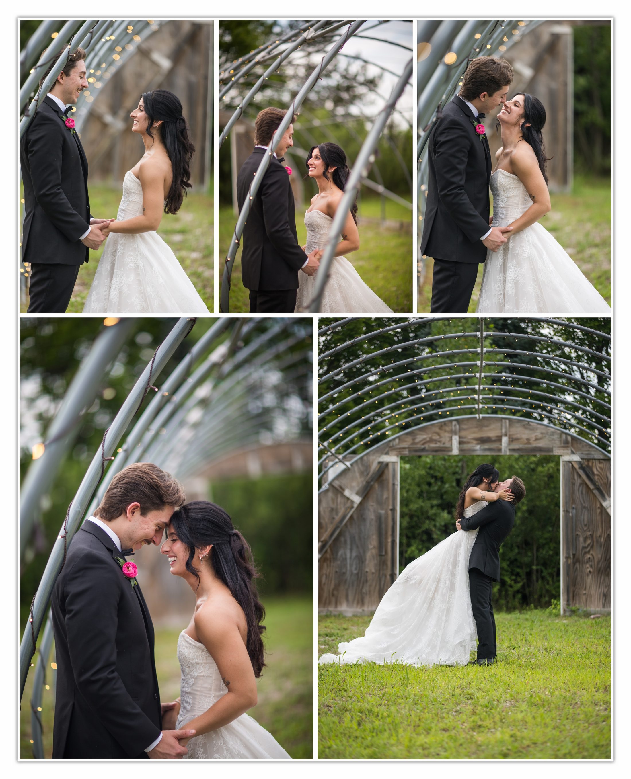 Meghan and Matt beneath the garden arches