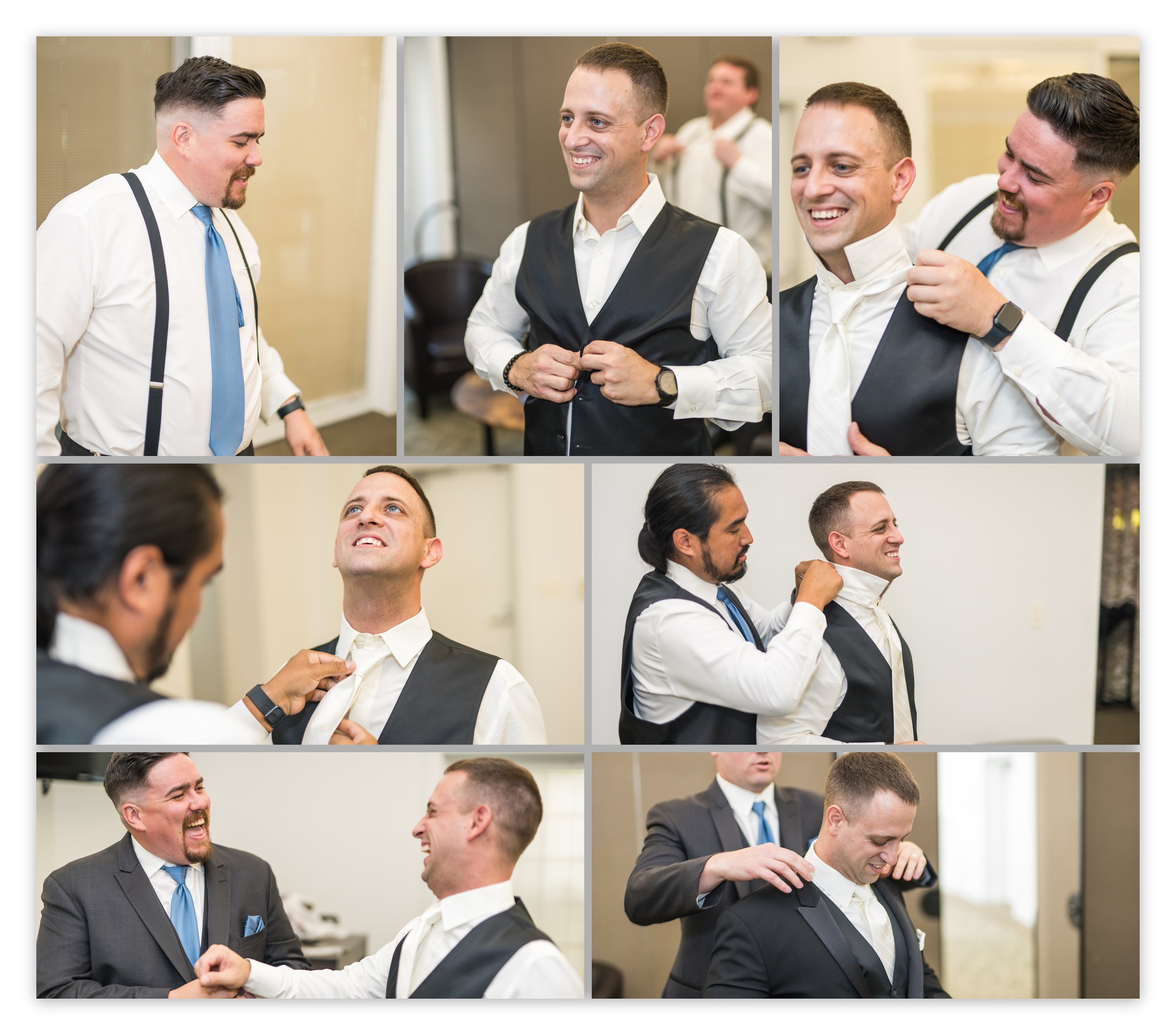 TJ getting ready with his wedding party