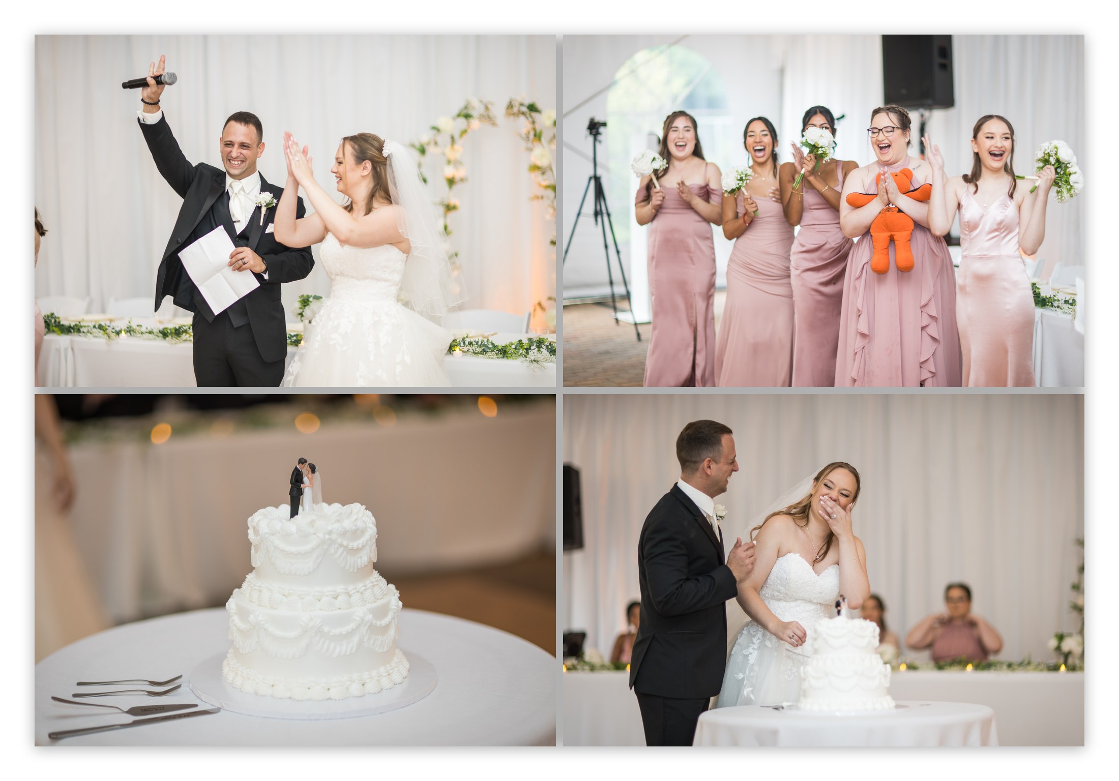 Paige and TJ celebrating and cutting their cake