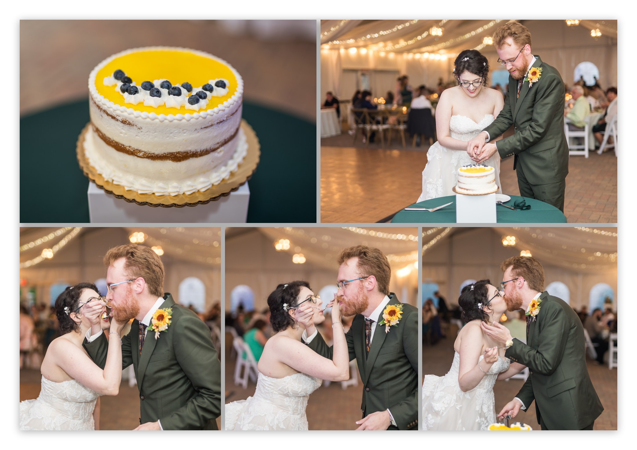 Persephone and Mark cutting their wedding cake