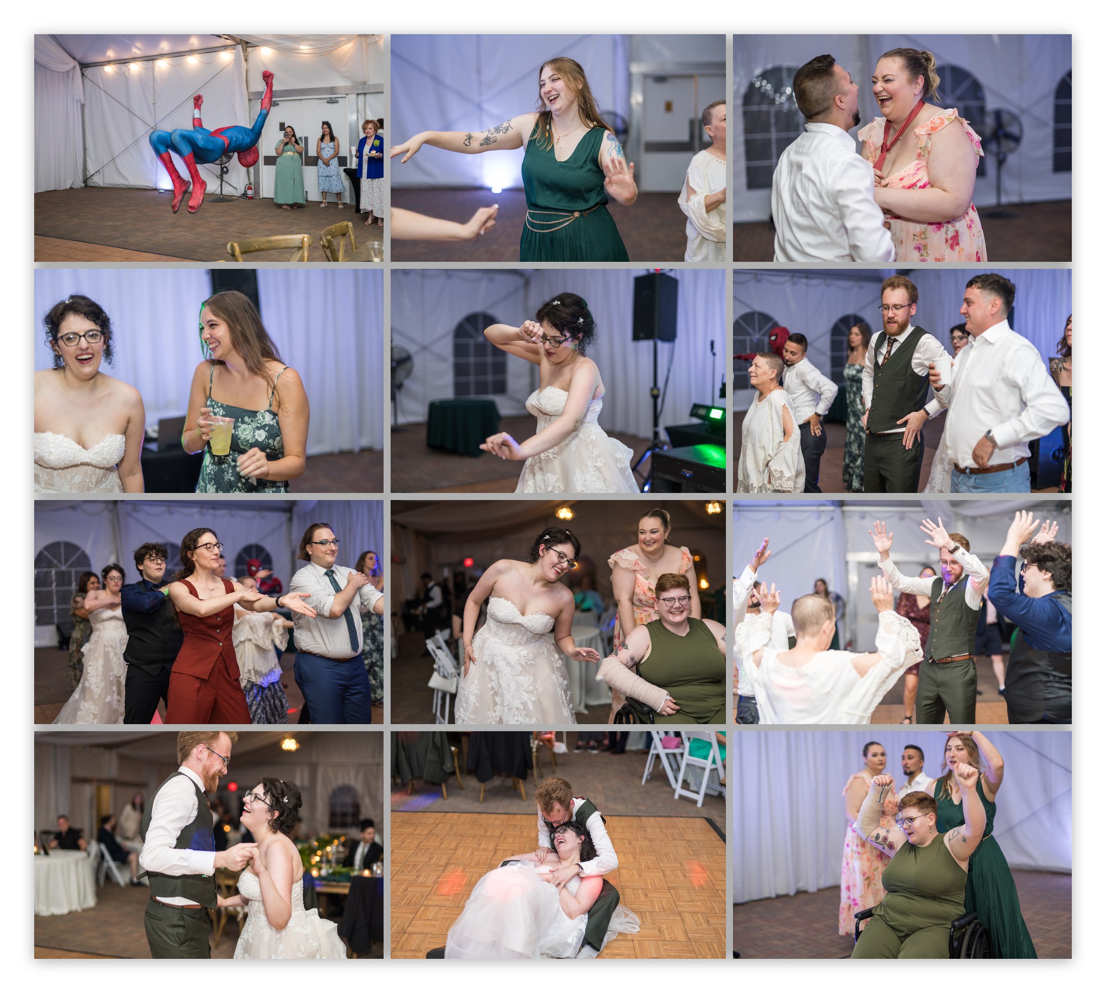 Persephone, Mark, and their guests celebrating on the dance floor