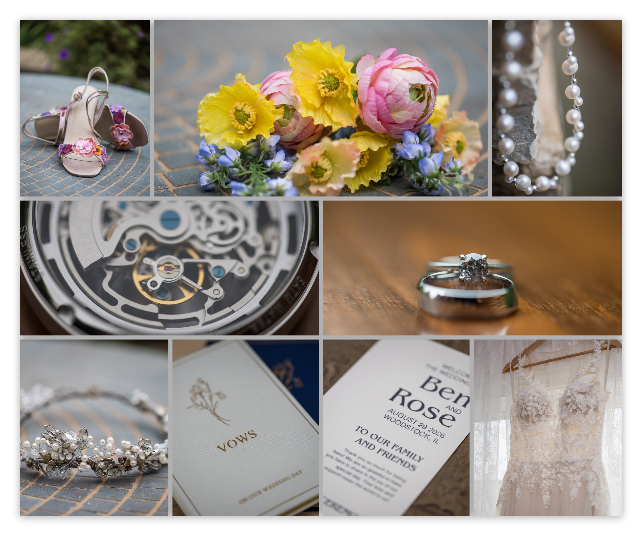 Rose and Ben's colorful wedding details