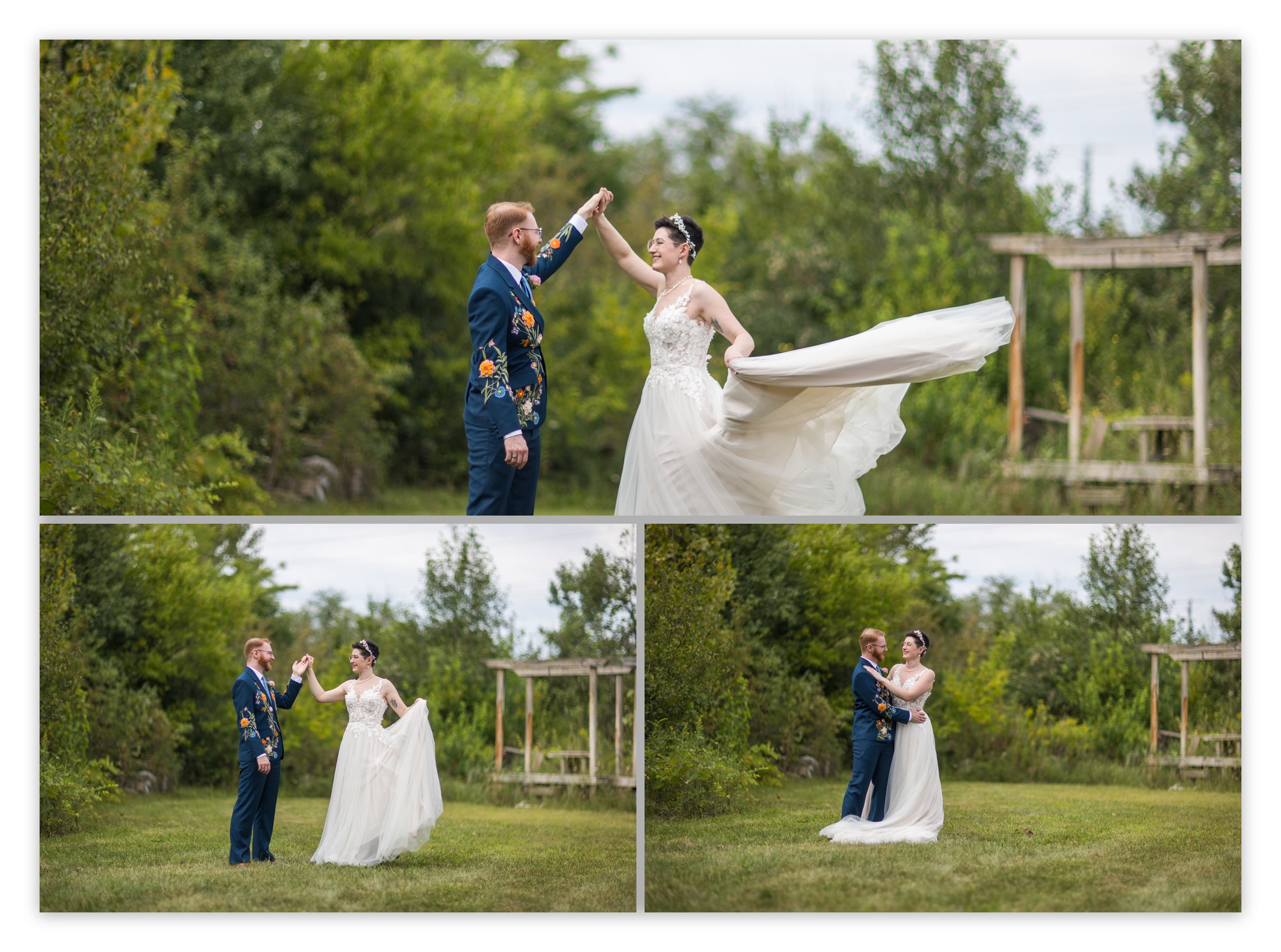 Rose and Ben moving together through the meadow