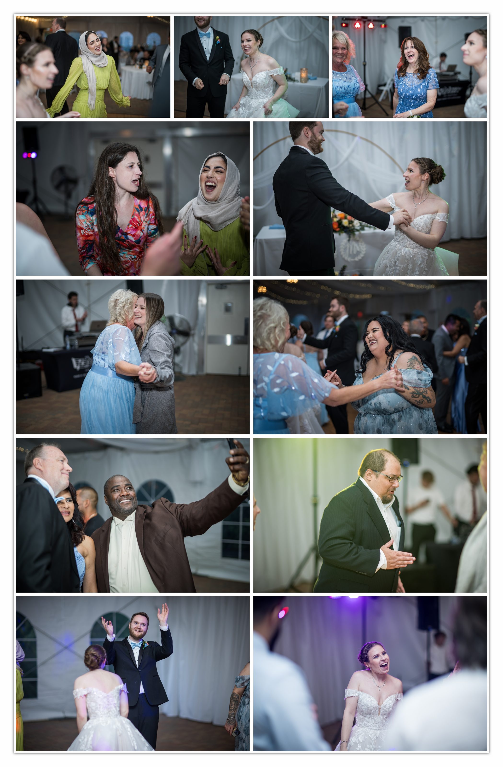 Wedding guests celebrating on the dance floor