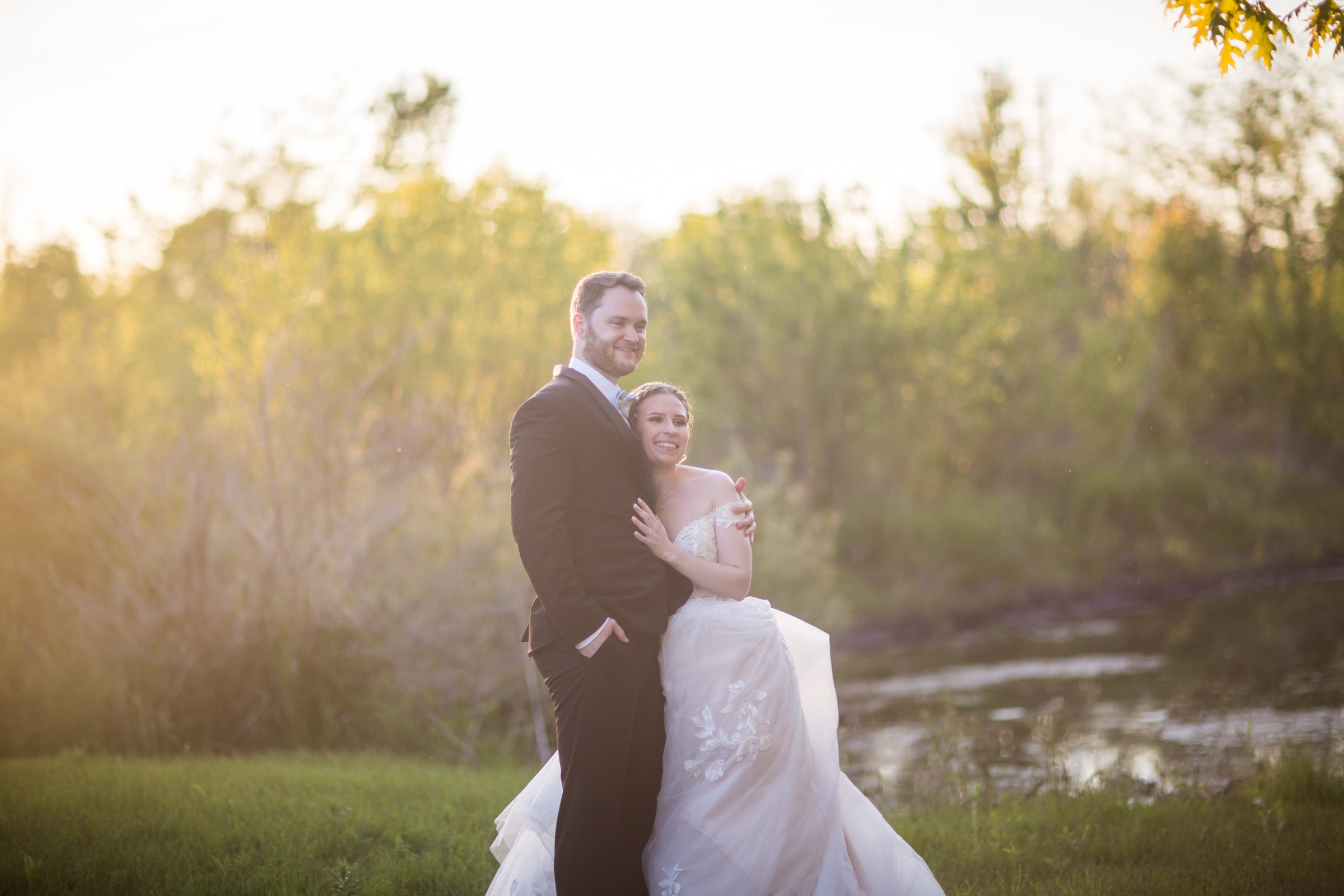 Victoria and Sherman together in soft golden-hour light